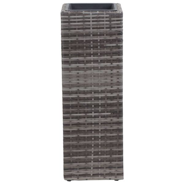 vidaXL ガーデントールプランター 28x28x80 cm ポリラタン製 グレー