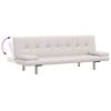 vidaXL ソファベッド 枕2点 合成皮革製 調節可能 クリームホワイト