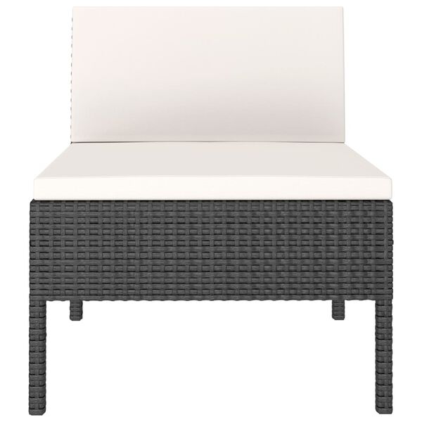 vidaXL ガーデンチェア 3点 クッション付き ポリラタン製 ブラック