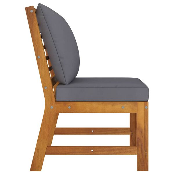 vidaXL ミドルソファセクション ダークグレークッション付 アカシア無垢材