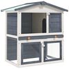 vidaXL 屋外うさぎ小屋 3ドアタイプ グレー 木製