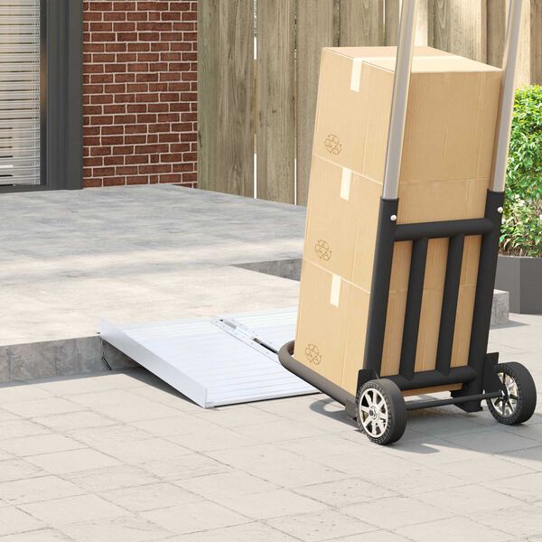 vidaXL 車椅子用ランプ シルバー 62 x 73 x 5 cm アルミ