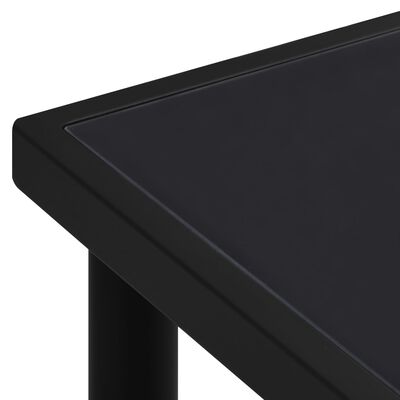 vidaXL 313094 vidaXL Garden Table with Glass Tabletop Black 150x90x74 cm Steel