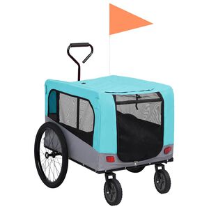 vidaXL 2-in-1 ペット用自転車トレーラー＆ジョギングベビーカー ブルー＆グレー
