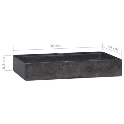 vidaXL 壁付け式シンク ブラック 38x24x6.5 cm 大理石