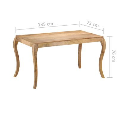 vidaXL ダイニングテーブル 135x75x76cm マンゴー無垢材