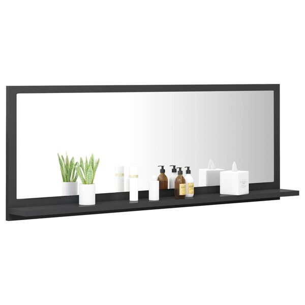 vidaXL バスルーム ミラー グレー 100x10.5x37cm パーティクルボード