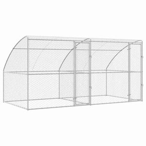 vidaXL 犬用ケージ ストレージ付き 2 pcs シルバー 4 x 2 x 2 m 亜鉛メッキ鋼