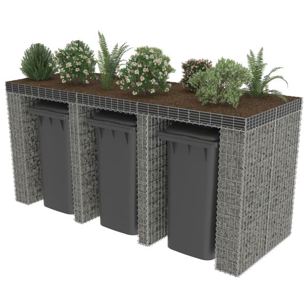 vidaXL ごみ箱用 ガビオンウォール 亜鉛メッキ鋼製 270x100x130cm