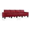 vidaXL 4人掛けソファ 布製 ワインレッド