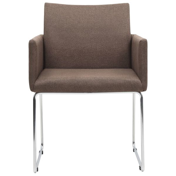 vidaXL ダイニングチェア 2点 ブラウン 布張り