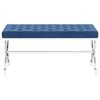 vidaXL ベンチ 99cm ブルー ベルベット＆ステンレススチール製