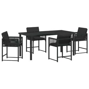vidaXL ガーデンダイニングセット 5 pcs ブラック ポリラタン