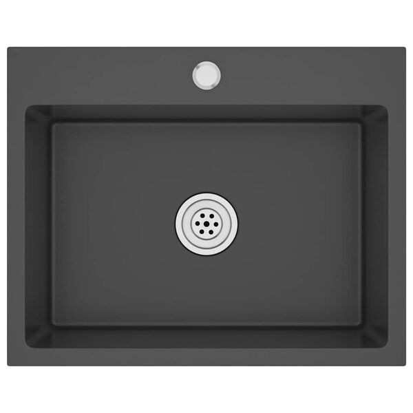 vidaXL 手作り キッチンシンク ステンレススチール製 ブラック