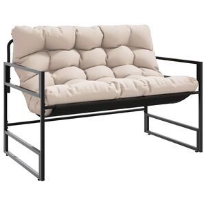 vidaXL ガーデンベンチ クッション付き トープ 113cm スチール製