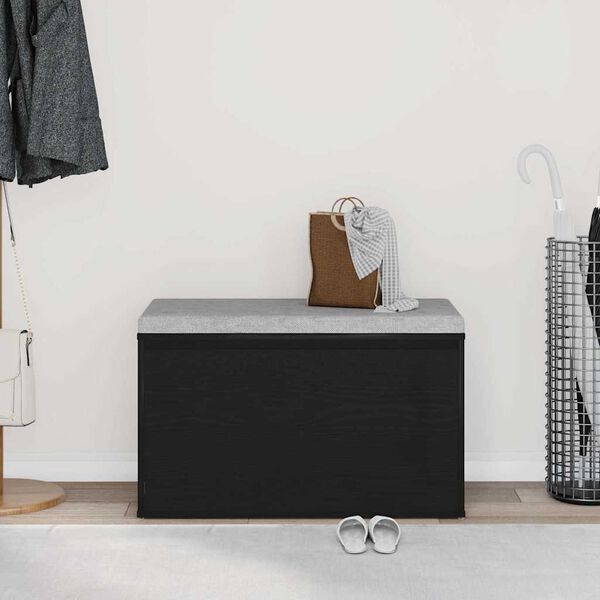 vidaXL ホールベンチ 引き出し付き ストレージ付き ブラックオーク 80 x 40 x 45 cm エンジニアリングウッド