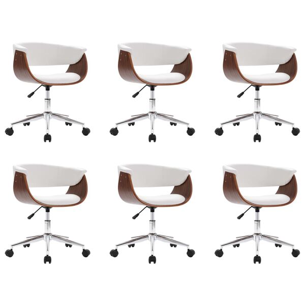 vidaXL 回転ダイニングチェア 6点 合成皮革製 ホワイト