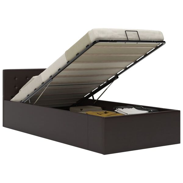vidaXL 油圧式収納ベッドフレーム グレー 合成皮革製 90x200cm