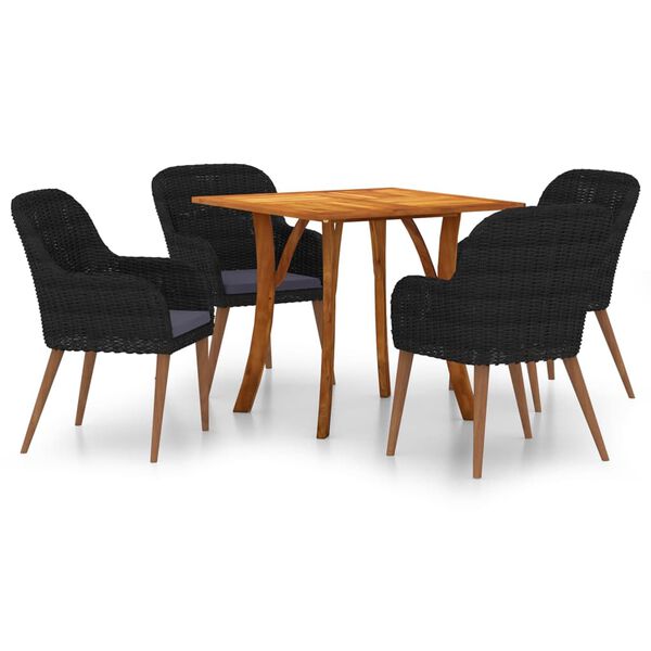 vidaXL ガーデンダイニング5点セット ブラック