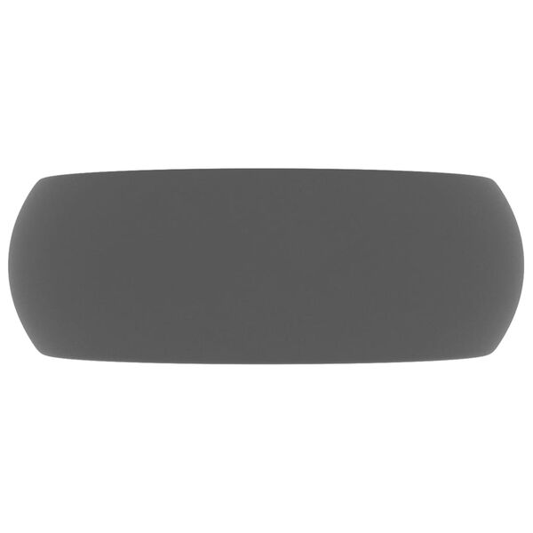 vidaXL ラグジュアリー 洗面器 丸型 マットダークグレー 40x15cm セラミック製