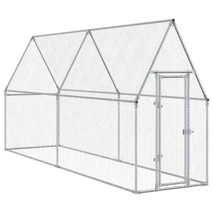 vidaXL 鶏小屋 シルバー 400x100x190 cm 亜鉛メッキ鋼