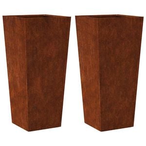 vidaXL ガーデンプランター 2個セット 35x35x75cm 耐候性スチール製