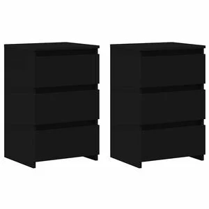 vidaXL ベッドキャビネット 2点 ブラック 40x35x62.5 cm エンジニアリングウッド