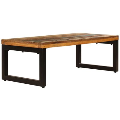 vidaXL コーヒーテーブル 100x50x35cm 無垢の再生木材＆スチール