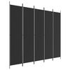 vidaXL 5パネル ルームディバイダー ブラック 250x220 cm ファブリック