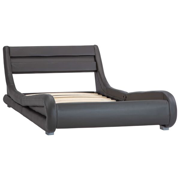 vidaXL ベッドフレーム LEDライト付き グレー 合成皮革製 100x200cm