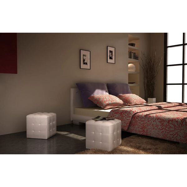 vidaXL キューブ型 スツール ホワイト