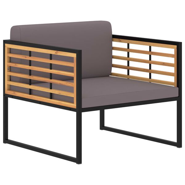 vidaXL ガーデンチェア 2点 クッション付き アカシア無垢材 ダークグレー