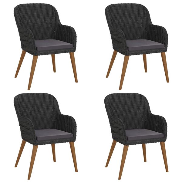 vidaXL ガーデンダイニングセット 5点 クッション付き ブラック