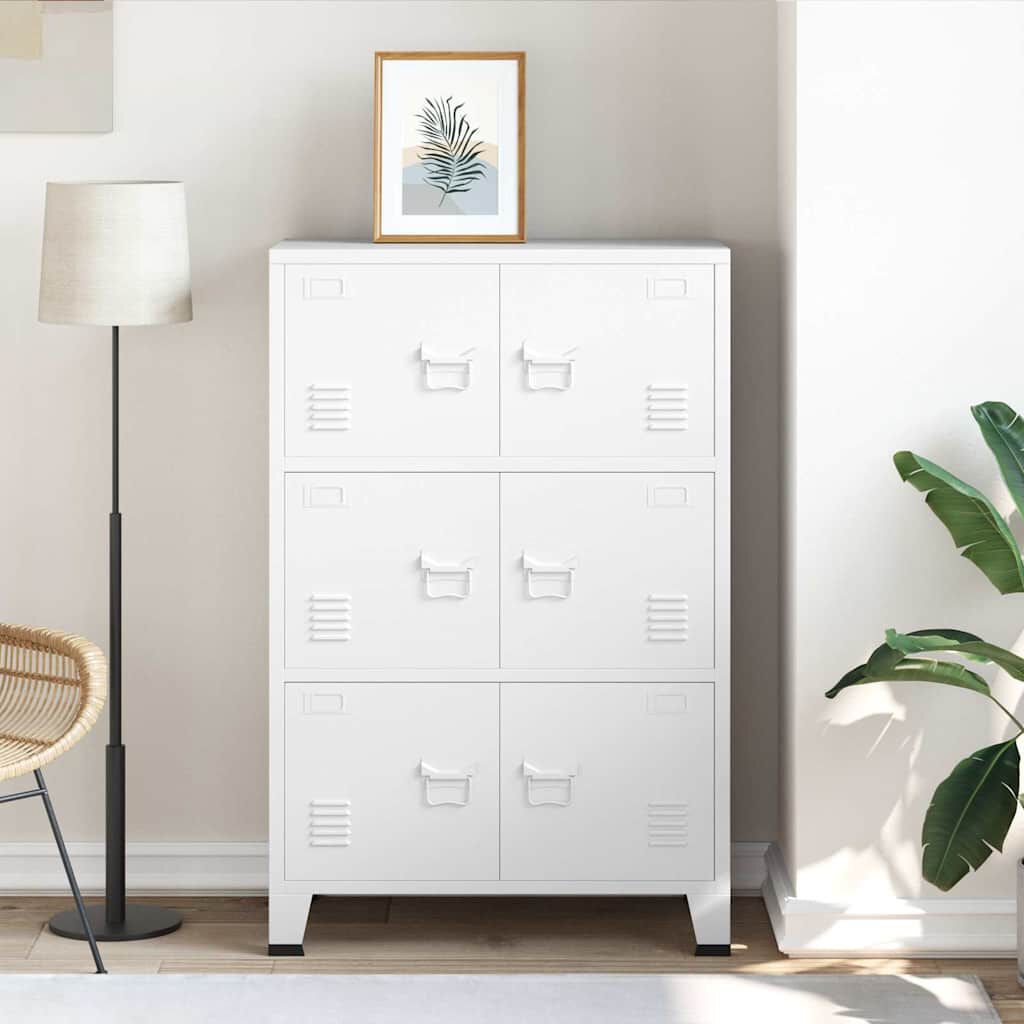 vidaXL インダストリアル 収納チェスト ホワイト 75x40x115 cm メタル