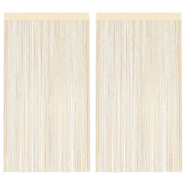 vidaXL ストリングカーテン 2点 140x250cm クリーム
