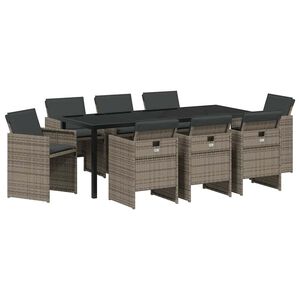 vidaXL ガーデンダイニングセット 9 個 灰色 ポリラタン