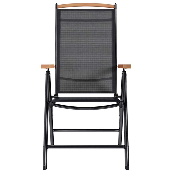 vidaXL 折りたたみガーデンバーチェア 6点 ブラック 合成繊維