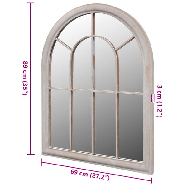 vidaXL 素朴なアーチ型ガーデンミラー 69x89 cm 屋内外兼用