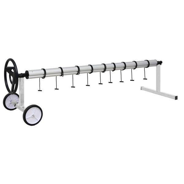 vidaXL プールカバーローラー ステインレススチール製ベース付き