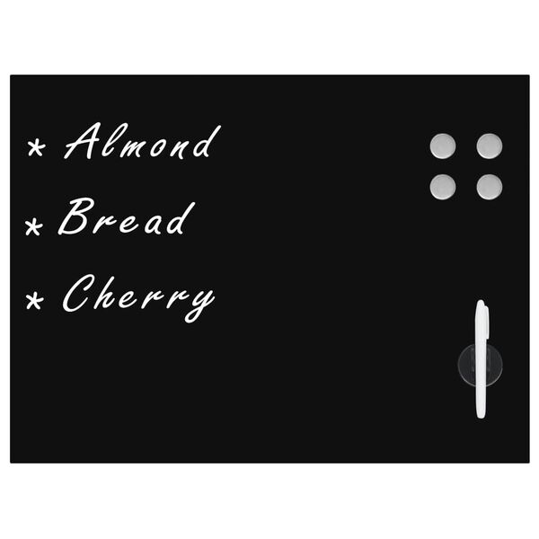 vidaXL 壁掛け用 マグネット黒板 ガラス 80x60cm