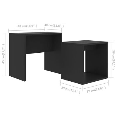 vidaXL コーヒーテーブルセット 黒色 48x30x45cm パーティクルボード