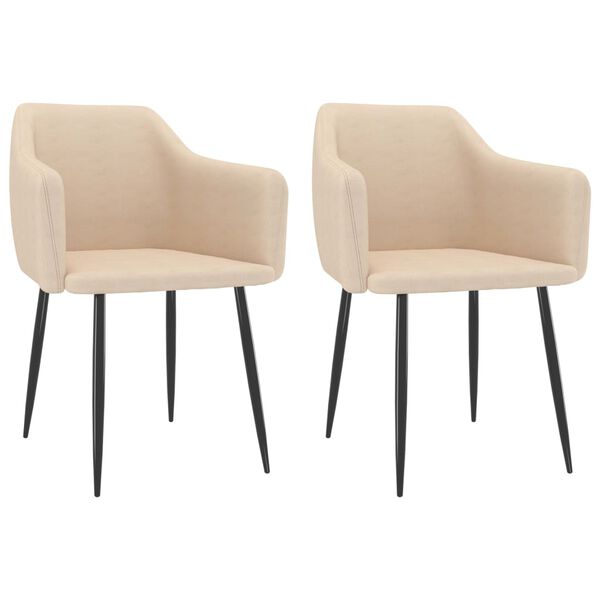 vidaXL ダイニングチェア 2点セット クリーム 布張り