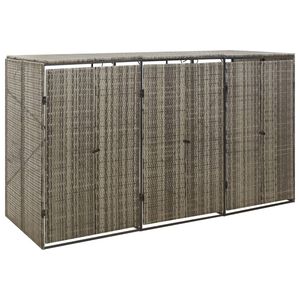 vidaXL トリプルホイールビン収納小屋 グレー 207x80x117cm ポリラタン製
