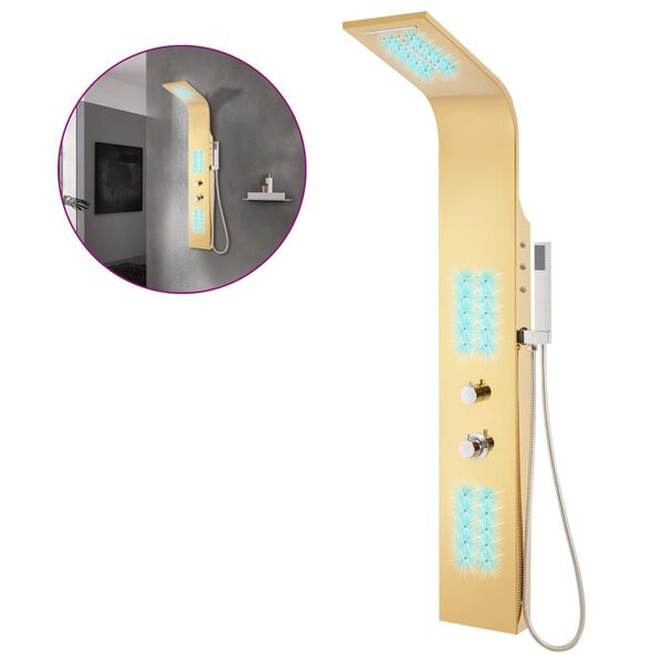 vidaXL シャワーパネルシステム ステンレススチール 201 ゴールド カーブ