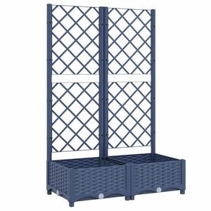 vidaXL ガーデンプランター トレリス付き ブルーグレー 80x40x121.5 cm PP