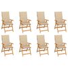 vidaXL リクライニングガーデンチェア クッション付 8点 チーク無垢材