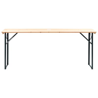 vidaXL 折りたたみ式 ビアテーブル ベンチ2点付き 177 cm 松材