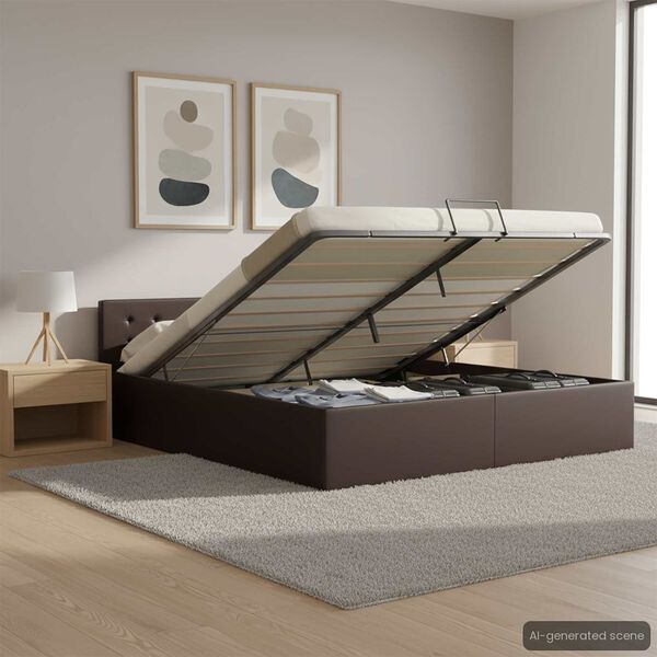 vidaXL 油圧式収納ベッドフレーム グレー 合成皮革製 160x200cm