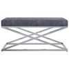 vidaXL ベンチ 97cm グレー ベルベット生地＆ステンレススチール製