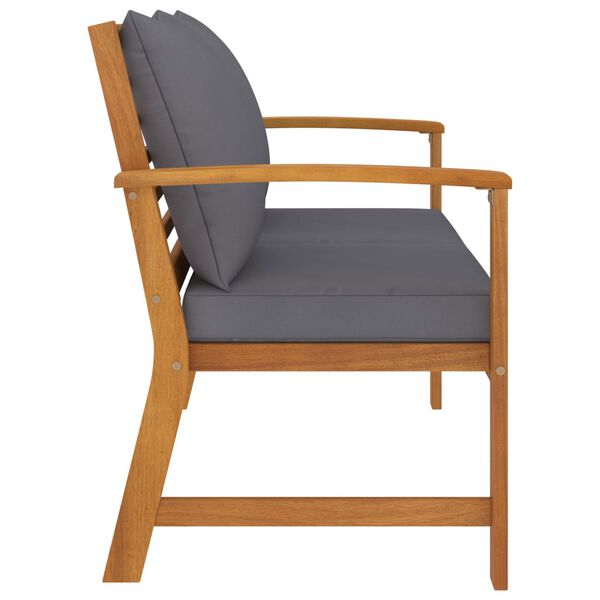 vidaXL ガーデンベンチ 120 cm ダークグレイクッション付 アカシア無垢材  